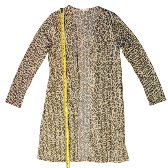 Another Reason Longline Duster Length Cardigan Boho Animal Print Open Front Sz L - Picture 8 of 13